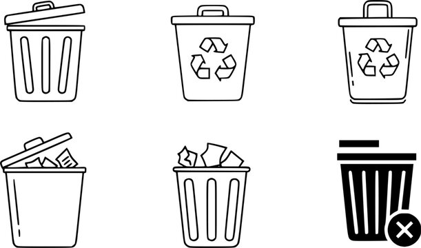 Trash icon for web, design. Linear illustrations, editable strokes
vector silhouette illustration isolated on white background 