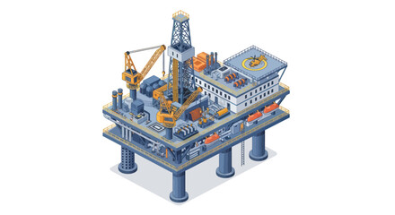 Isometric Offshore Oil Rig Platform for Energy Production. © DOG2