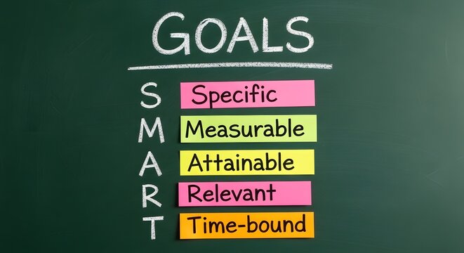 Chalkboard displaying the acronym 'smart' with each letter followed by a word