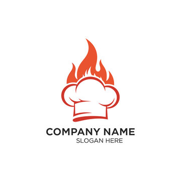 Chef Hat With Flames Logo Design.