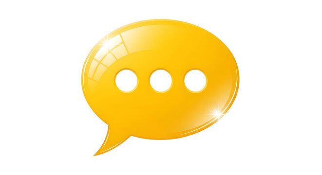 A yellow speech bubble with three dots