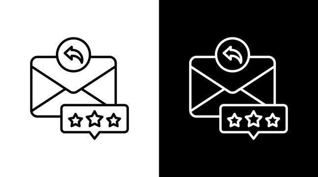 Feedback Mail Outline White Icon Set Design