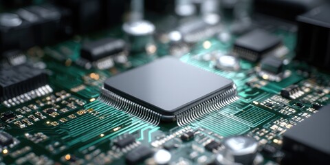 Fototapeta premium computer chip on motherboard