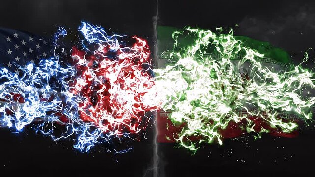 Geopolitical Tension and Conflict Between USA and Iran Animation