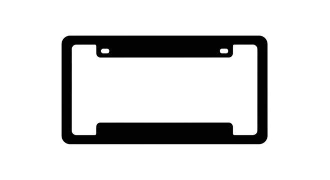 Black license plate frame, blank, isolated on white background, automobile accessory