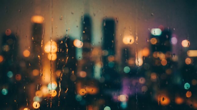 Blurred city lights at night.