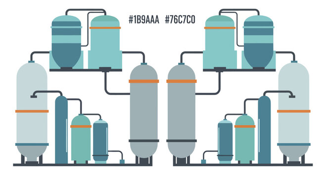 Industrial chemical plant with multiple processing units and pipelines.