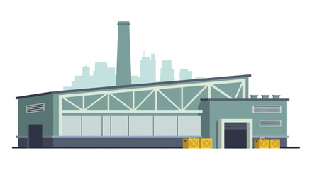 Obraz premium Industrial factory building with chimney and modern architecture.