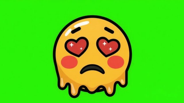 Love Sick Emoji with Hearts Eyes on Green Screen 3D Animation