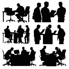Fototapeta premium black silhouette of office worker set