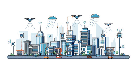 Fototapeta premium Smart City Technology and Futuristic Urban Development.