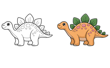 A whimsical cartoon dinosaur with a spiky back and a smiling face Vector © jayeda