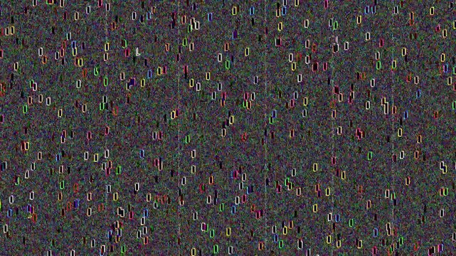 Television or computer screen with light particles falling down distortions and flashy glitches