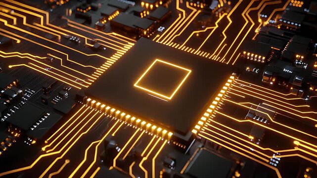 3D Vector Chip Circuit Icon