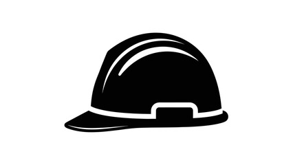 Fototapeta premium Construction safety helmet silhouette icon isolated on white background.