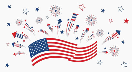 Obraz premium USA Flag Patriotic Celebration Background Independence Day Design