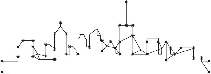 Obraz premium Constellation style city skyline connected with stars and dots for astrological urban concept
