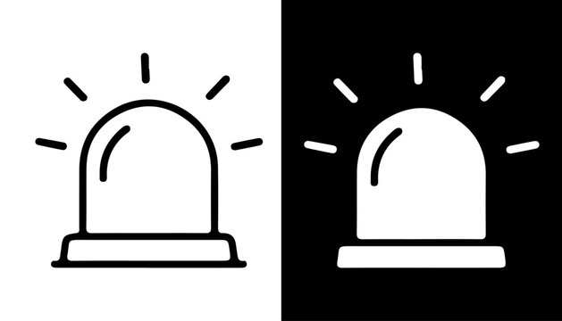 Emergency Alert Icon: A symbolic representation of a flashing emergency light, rendered in both positive and negative versions, signifying urgency and immediate attention. 