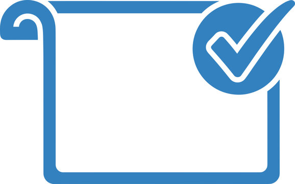 Blue scroll with checkmark icon indicating approval or completion