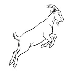 Fototapeta premium Jumping mountain goat line art vector illustration