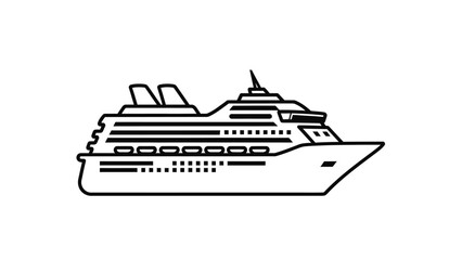 Fototapeta premium Modern Cruise Ship Icon in Bold Line Art Style