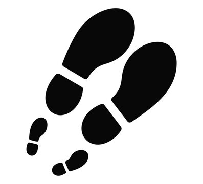 Human footprint silhouette vector set, shoe sole prints and footsteps for tracking, walking path, forensic, and movement concept design