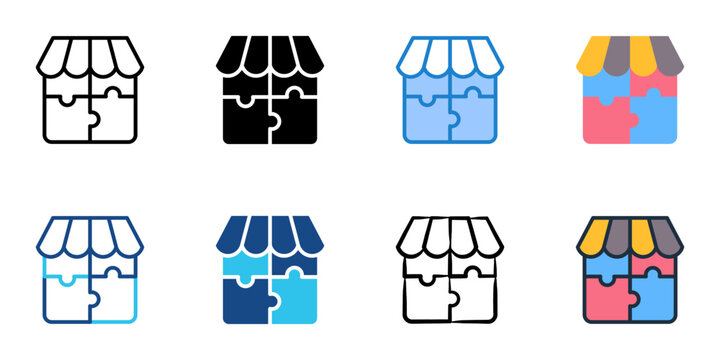 Market fit icons set multiple style collection. Editable stroke 
