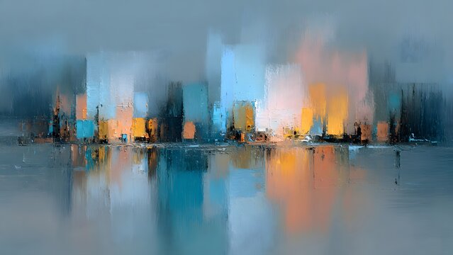 Hong Kong and Chicago skyline cityscape at sunset and night with glowing skyscrapers, urban lights, and reflections on water