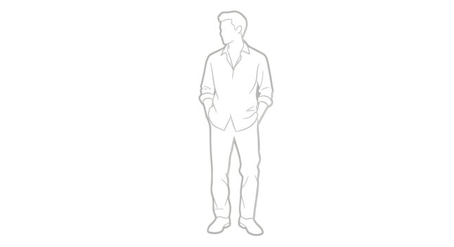 Man Standing with Hands in Pockets Illustration 1.