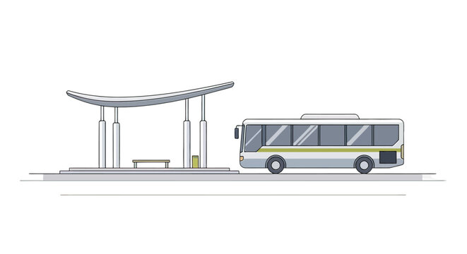 Modern Bus Station with Electric Bus.