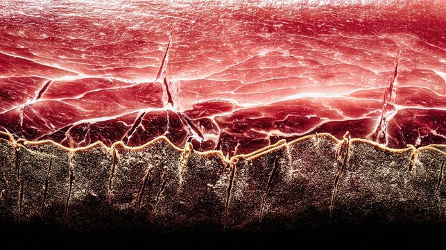 Capicola Cross-Section Resembling Sedimentary Rock Layers, Intricate Marbling of Fat and Lean, Textured Surface, Studio Lighting