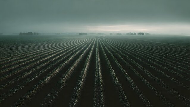 Abstract rural countryside landscape with clouds and light rays