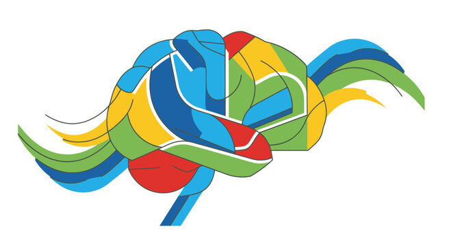 Abstract colorful brain art, representing creativity and intelligence