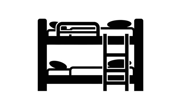 Bunk bed icon vector illustration. Double decker bed symbol for hostel, hotel, or dormitory.
