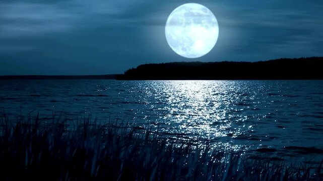 full moon over water