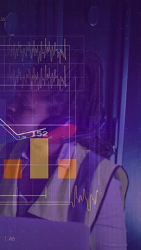Vertical video: Tech receiving ping, HUD overlays expanding, pulsing while monitoring telemetry
