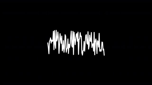 White Erratic Audio Waveform Line Spiking on Transparent Background, Looping Animation