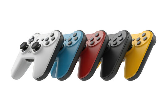 Colorful nintendo switch joy-con controllers isolated on transparent background, illustration