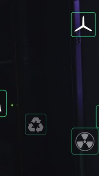 Vertical video: LEDs pulsing, starting icons shifting and fading over dark panel, showing power