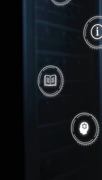 Vertical video: Left camera framing lower icons, column scrolling while rings pulsing, showing HUD