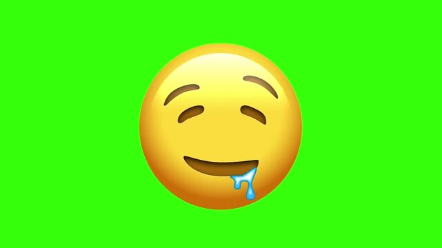 3D Animated Drooling Face Emoji (Green Screen)