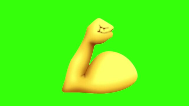 3D Animated Flexed Biceps Muscle Emoji (Green Screen)