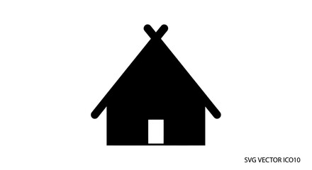 Simple Black Silhouette Icon of a Tepee or Wigwam Tent on White Background © Herukloro