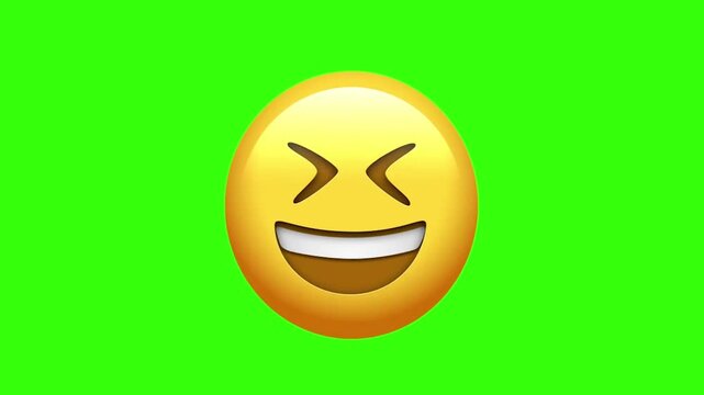  Animated Grinning Squinting Face Laughing Hard Emoji Green Screen