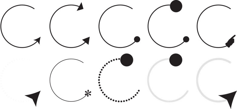 Circular arrows and dots with black and white circle