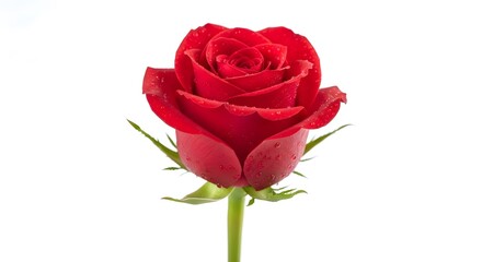 Obraz premium Close-up of a single red rose on a white background