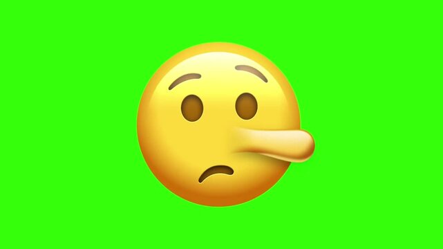  Animated Lying Face with Growing Nose Pinocchio Emoji Green Screen