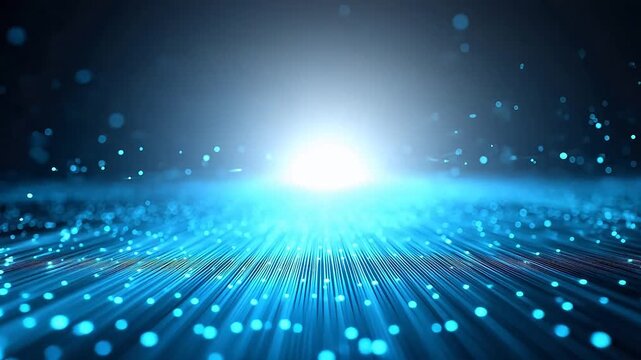 Blue glowing particles in dark space
