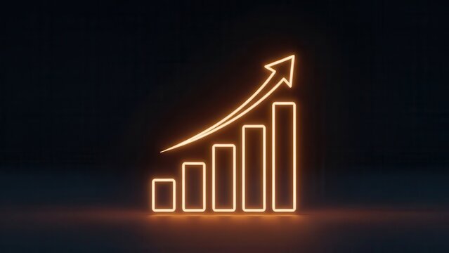 Dynamic glowing chart illustrating economic prosperity and successful strategic outcomes