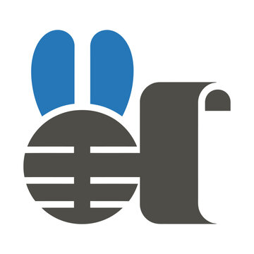 Vector of a cute bunny holding a scroll in a modern graphic style